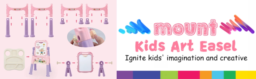 The double-sided magnetic easel, 2-1 design, can save your kids playing space and save money for the family!