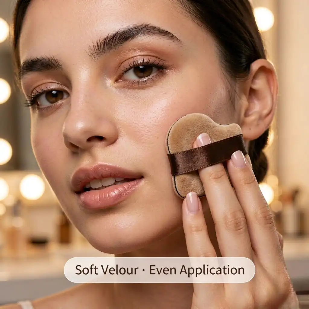 leather velour makeup powder puffs