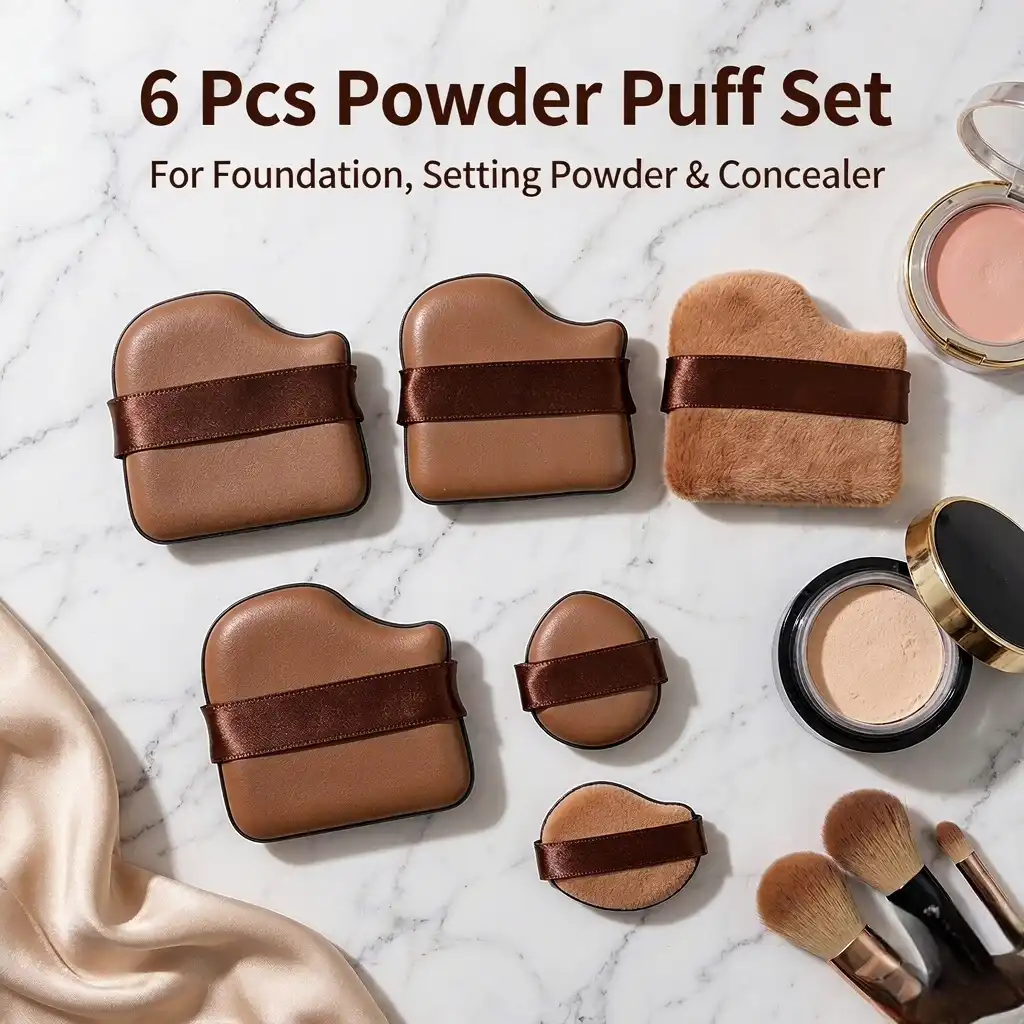 leather velour makeup powder puffs