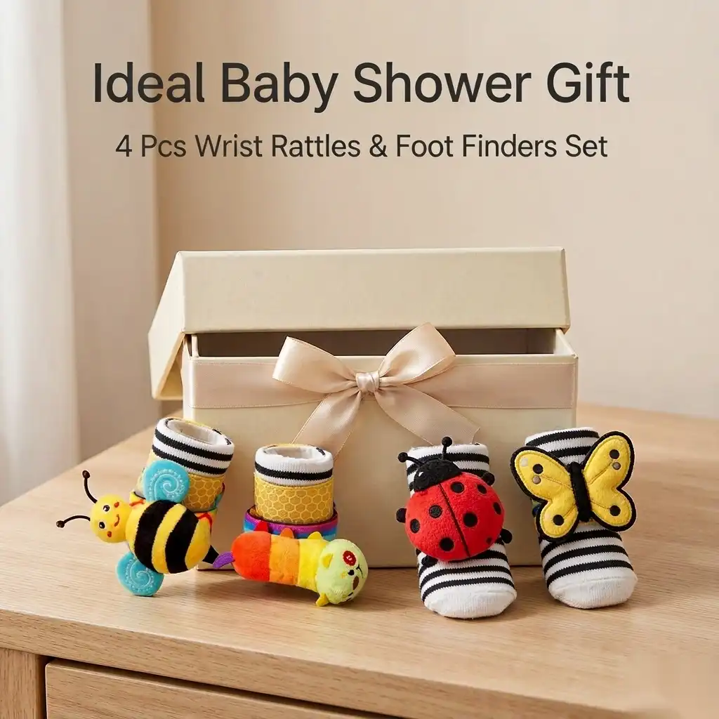baby wrist rattle socks and foot finder set